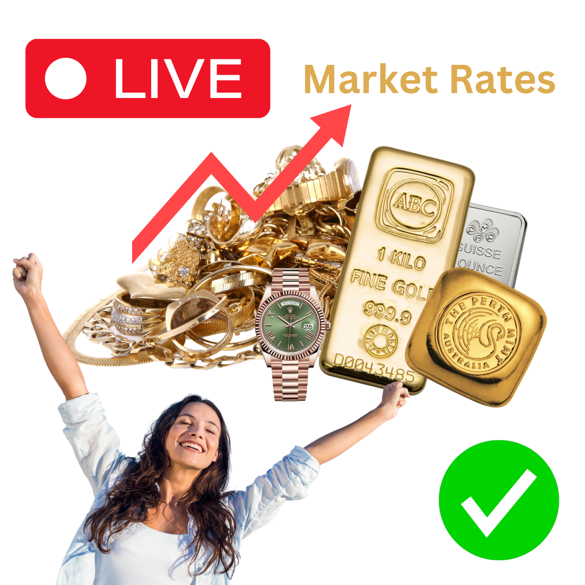 happy couple getting best cash loan using live market gold prices